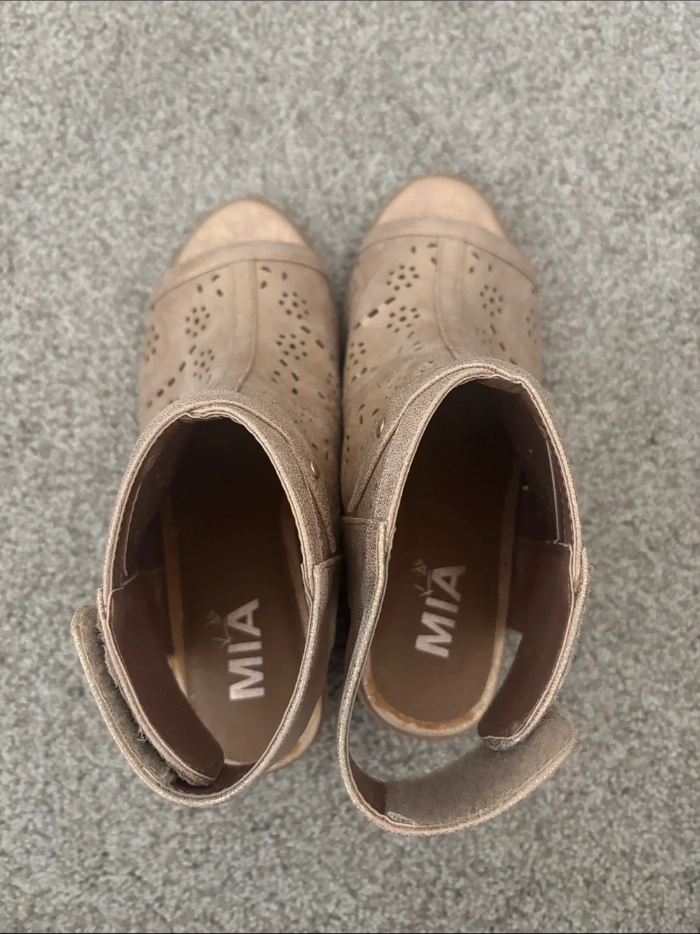 MIA Rose Gold Perforated Open-Toe Ankle Sandals